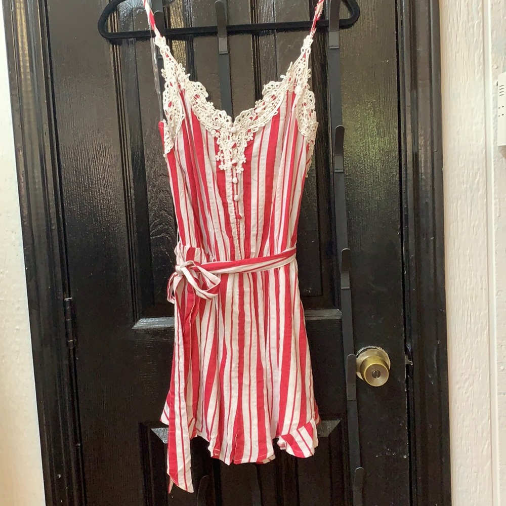 Red and white striped Romper